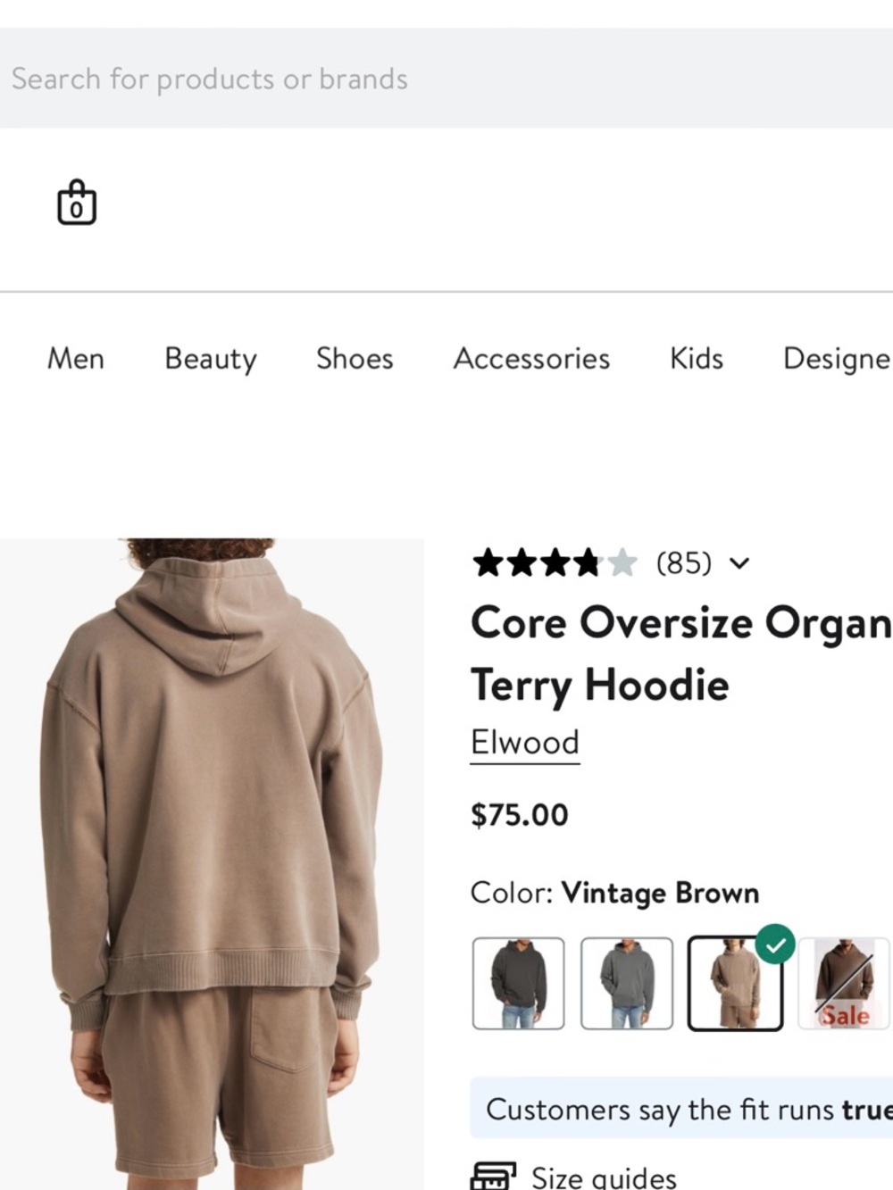 Elwood Core Oversize Organic Terry Hoodie - Vintage Brown